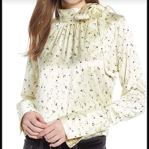 SOMETHING NAVY Easy Tie Neck Bow Blouse Top